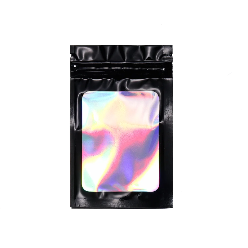 50pcs Holographic Laser Self-Sealing Plastic Packaging Zip Lock Bag