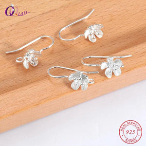 925 Silver Flower Earrings Ear Pins DIY Wedding Jewelry Findings