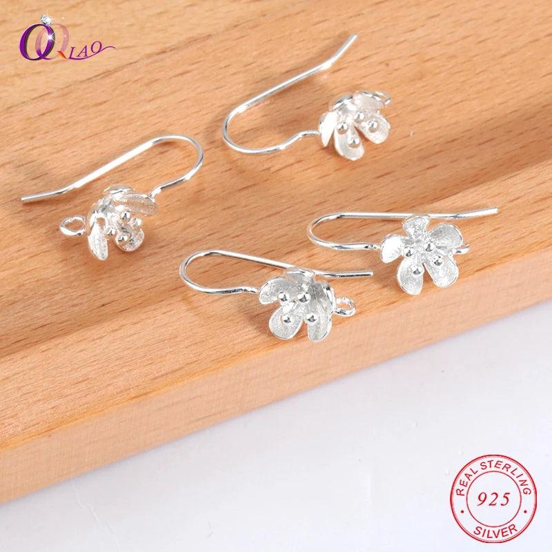 925 Silver Flower Earrings Ear Pins DIY Wedding Jewelry Findings