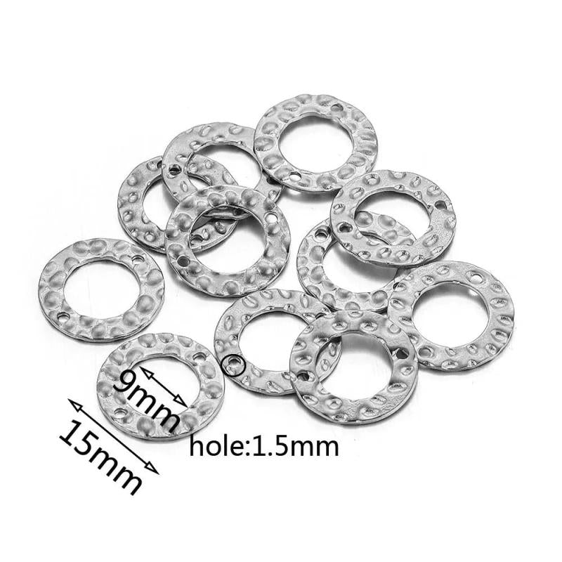 20pcs Stainless Steel Earrings Double Hole Circle Ring Charms for Jewelry Making