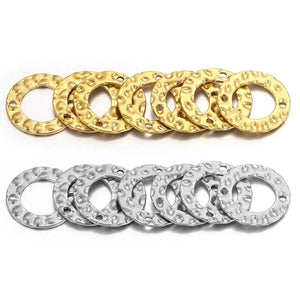 20pcs Stainless Steel Earrings Double Hole Circle Ring Charms for Jewelry Making