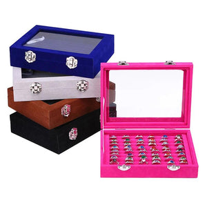Velvet Rings Box Jewelry Display Casket Storage Organizer Ring Earrings Box Case