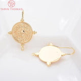 6PCS 35MM Round 19MM 24K Plated Earring Hook Jewelry Making DIY Findings