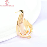 4PCS 19x33MM 24K Brass Irregular Stud Earrings Jewelry Findings