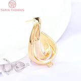 4PCS 19x33MM 24K Brass Irregular Stud Earrings Jewelry Findings