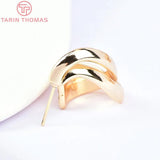 4PCS 19x33MM 24K Brass Irregular Stud Earrings Jewelry Findings
