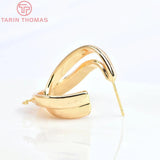 4PCS 19x33MM 24K Brass Irregular Stud Earrings Jewelry Findings