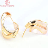 4PCS 19x33MM 24K Brass Irregular Stud Earrings Jewelry Findings