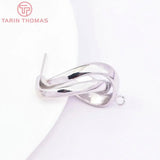 4PCS 19x33MM 24K Brass Irregular Stud Earrings Jewelry Findings
