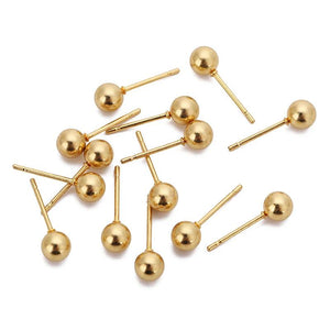 20pcs Stainless Steel Plated Round Ball Earrings Stud Settings