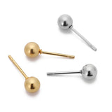 20pcs Stainless Steel Plated Round Ball Earrings Stud Settings