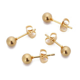20pcs Stainless Steel Plated Round Ball Earrings Stud Settings