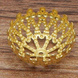 20pcs Brass Filigree Half Ball Flower Beads Caps Connectors DIY Jewelry Making