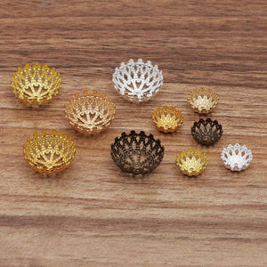 20pcs Brass Filigree Half Ball Flower Beads Caps Connectors DIY Jewelry Making