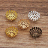 20pcs Brass Filigree Half Ball Flower Beads Caps Connectors DIY Jewelry Making