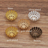 20pcs Brass Filigree Half Ball Flower Beads Caps Connectors DIY Jewelry Making
