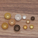 20pcs Brass Filigree Half Ball Flower Beads Caps Connectors DIY Jewelry Making