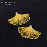 Raw Brass Ginkgo Leaf Charm Pendant for DIY Necklace Earring Brooch