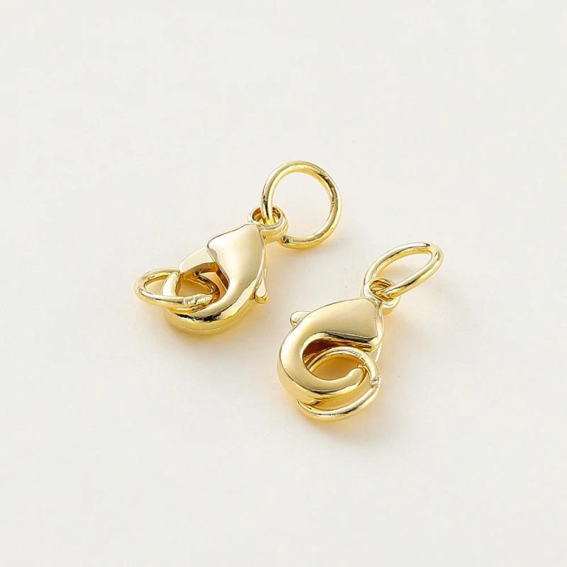 DIY Findings Kit 10 Lobster Clasp 20 Closed Rings 14K/18K Plated Brass
