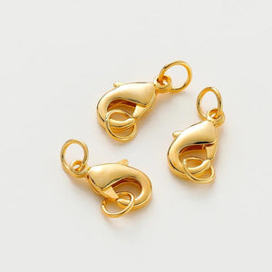 DIY Findings Kit 10 Lobster Clasp 20 Closed Rings 14K/18K Plated Brass