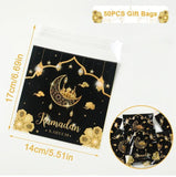 50pcs Eid Mubarak Gift Bags Plastic Bag Cookie Candy Ramadan Kareem Decoration