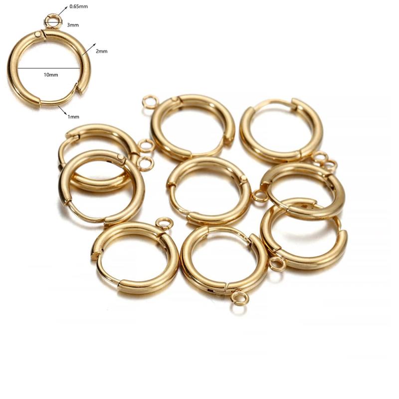 10pcs Stainless Steel Huggie Earring Hooks with Loop