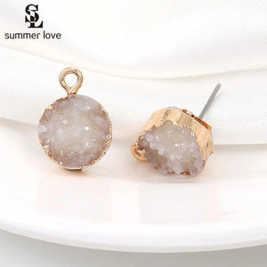 10PCS Druzy Stud Earring Charms Findings DIY Jewelry Making Stone Earrings