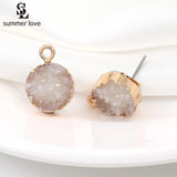 10PCS Druzy Stud Earring Charms Findings DIY Jewelry Making Stone Earrings