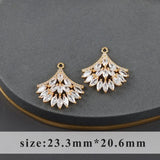 18k Plated Copper Zircon DIY Pendants 6pcs/lot