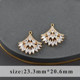 18k Plated Copper Zircon DIY Pendants 6pcs/lot