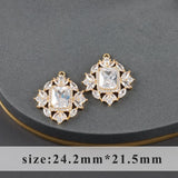 18k Plated Copper Zircon DIY Pendants 6pcs/lot