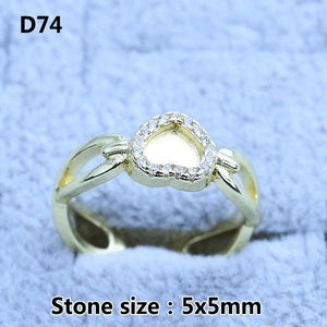 5x5 5x7 6x6 MM Plated Zircon Opening Ring Blank Base Women DIY Jewelry Making