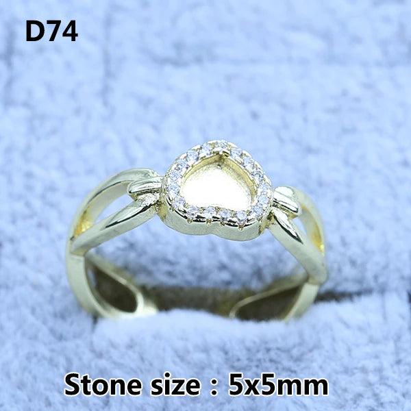 5x5 5x7 6x6 MM Plated Zircon Opening Ring Blank Base Women DIY Jewelry Making