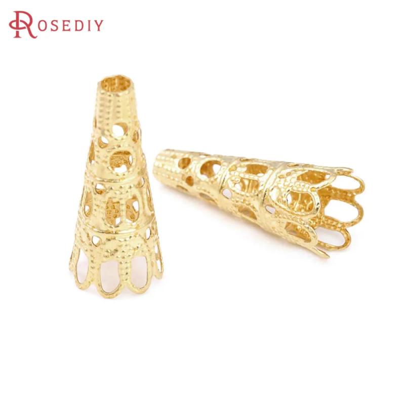 60PCS Brass Long Beads Caps Tassel Caps DIY Jewelry Making Supplies