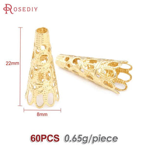 60PCS Brass Long Beads Caps Tassel Caps DIY Jewelry Making Supplies