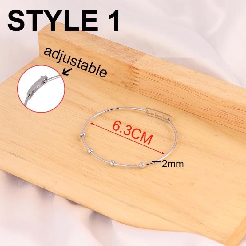 2PCS Stainless Steel Open Bracelet DIY Adjustable Bangle