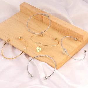 2PCS Stainless Steel Open Bracelet DIY Adjustable Bangle