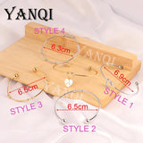 2PCS Stainless Steel Open Bracelet DIY Adjustable Bangle