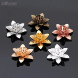 20pcs Silver 6*15mm Copper Flower Bead Caps for Stud Earrings DIY