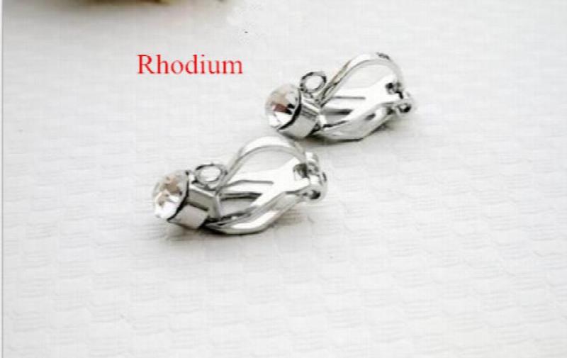10pcs Copper Earring Clips with Rhinestone, No Piercing Earring Wire Hooks