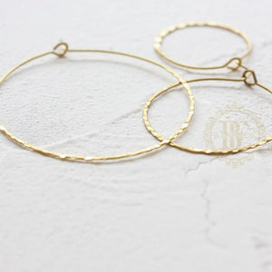 20 Solid Raw Brass Hammered Earring Findings (4534C)