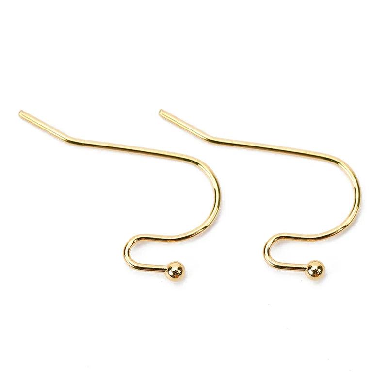 50pcs Stainless Steel Earrings Hooks Clasps Golden Ear Earring Wire
