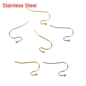 50pcs Stainless Steel Earrings Hooks Clasps Golden Ear Earring Wire