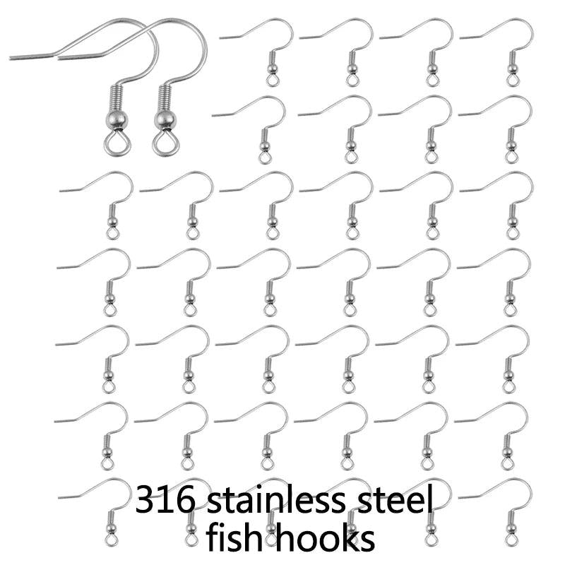 100pcs Stainless Steel Earring Clasps Fish Hook DIY Findings