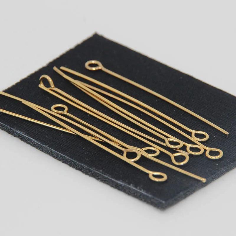 100Pcs 0.7mm Stainless Steel Eye Pins Hooks for Jewelry Making 30/40mm