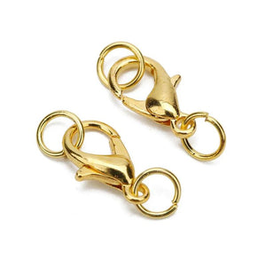 50pcs Metal Lobster Clasps w/ Jump Rings Silver Connectors DIY Jewelry Making