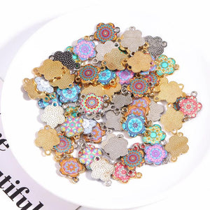 20Pcs 14*18 Boho Alloy Flower Charms For Jewelry Making Craft