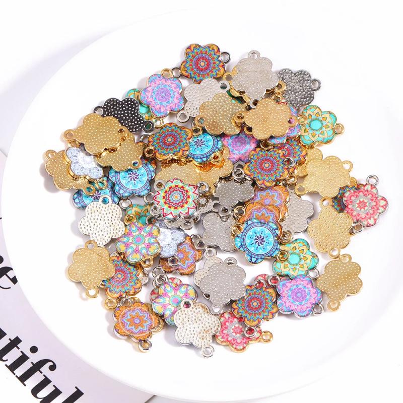 20Pcs 14*18 Boho Alloy Flower Charms For Jewelry Making Craft