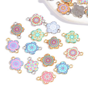 20Pcs 14*18 Boho Alloy Flower Charms For Jewelry Making Craft