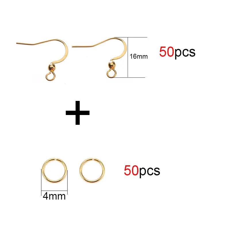 50pcs Stainless Steel Earrings Hooks Bulk Golden Anti Allergy Earring Clasp Wire